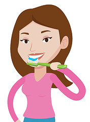 Image showing Woman brushing her teeth vector illustration.