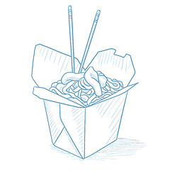 Image showing Opened take out box with chinese food.