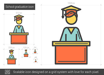 Image showing School graduation line icon.