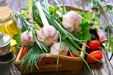 Image showing garlic and aroma herb