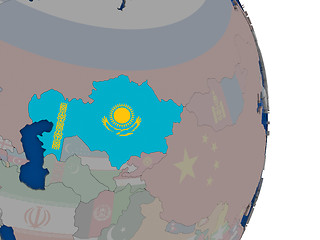 Image showing Kazakhstan with its flag