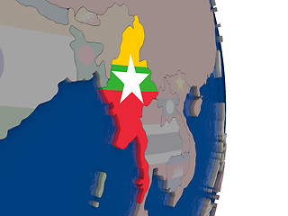 Image showing Myanmar with its flag