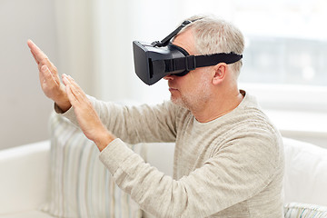 Image showing old man in virtual reality headset or 3d glasses