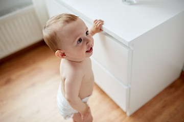 Image showing close up of happy little baby boy or girl at home