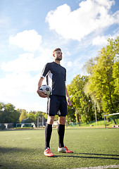 Image showing soccer player with ball on football field