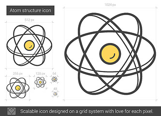 Image showing Atom structure line icon.