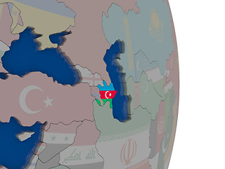 Image showing Azerbaijan with its flag