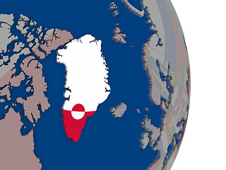 Image showing Greenland with its flag