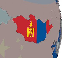 Image showing Mongolia with its flag