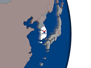 Image showing South Korea with its flag