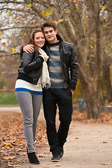 Image showing Happy young Couple in Autumn Park