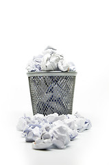 Image showing Garbage bin with paper waste