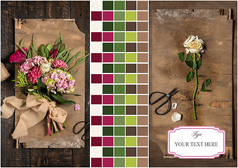 Image showing The florist desktop with working tools