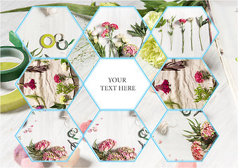 Image showing The florist desktop with working tools