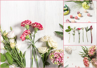 Image showing The florist desktop with working tools