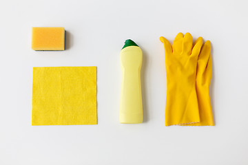 Image showing detergent with cleaning stuff on white background