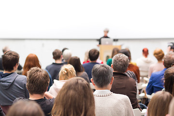 Image showing Woman giving presentation on business conference.