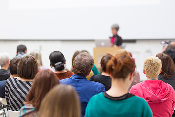 Image showing Woman giving presentation on business conference.