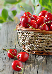 Image showing ripe cherries in a basket