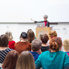 Image showing Woman giving presentation on business conference.