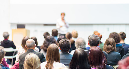 Image showing Woman giving presentation on business conference.