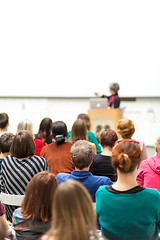 Image showing Woman giving presentation on business conference.