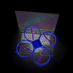 Image showing Drone and laptop. 3D render