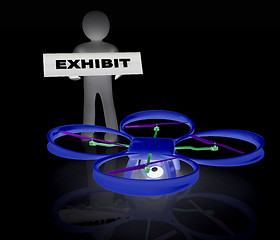 Image showing Drone, quadrocopter, with photo camera at the technical exhibiti