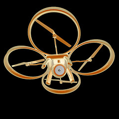 Image showing Drone, quadrocopter, with photo camera flying. 3d render