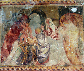 Image showing Presentation of Jesus at the Temple, fresco paintings in the old church