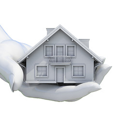 Image showing Hands Holding Model House Isolated