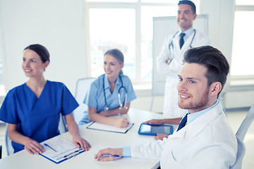 Image showing group of doctors on presentation at hospital