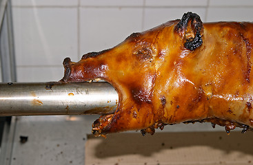 Image showing Roasted pork, traditional Portuguese recipe, Lisbon, Portugal