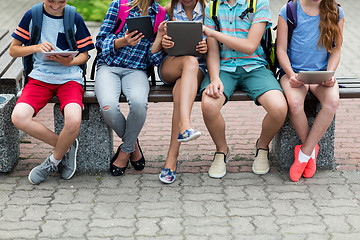 Image showing close up of elementary students with tablet pc