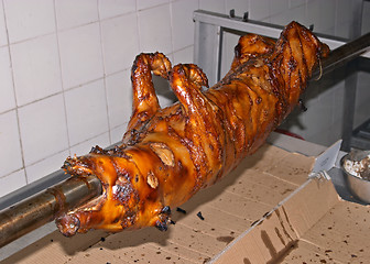 Image showing Roasted pork, traditional Portuguese recipe, Lisbon, Portugal