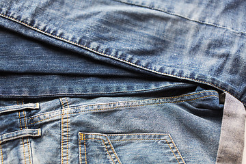 Image showing close up of denim or jeans trousers