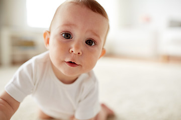 Image showing close up of happy little baby boy or girl at home