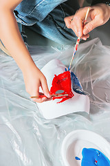 Image showing Hands Paint By Brushes