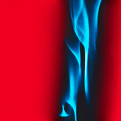 Image showing Blue Smoke On a Red Background