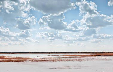 Image showing  Lake Among Quartz Sand Under Beautiful Cloudy Sky