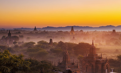 Image showing Bagan temple during golden hour 