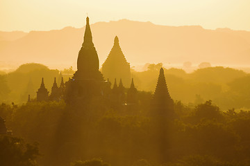 Image showing Bagan temple during golden hour 