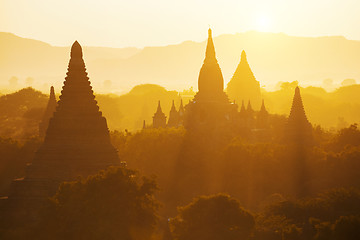 Image showing Bagan temple during golden hour 