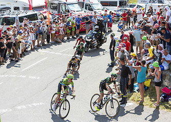 Image showing Group of Cyclists on Col du Glandon - Tour de France 2015