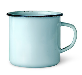 Image showing Old worn enameled mug