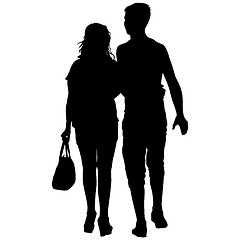 Image showing Couples man and woman silhouettes on a white background. illustration