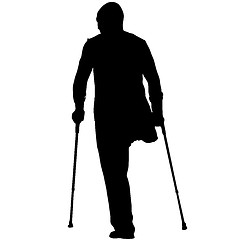 Image showing Silhouette of disabled people on a white background. illustration