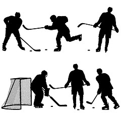 Image showing Set of silhouettes hockey player. Isolated on white. illustrations