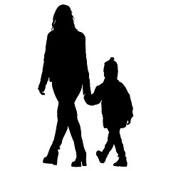 Image showing Silhouette of happy family on a white background. illustration.