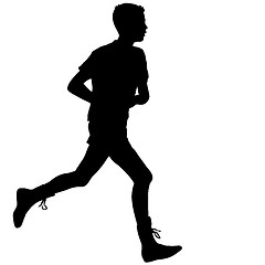 Image showing Silhouettes. Runners on sprint, men. illustration